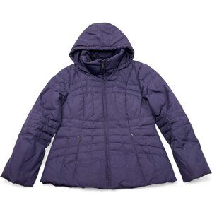 Calvin Klein Down Puffer Hooded Jacket Coat Women's Large Removable Hood